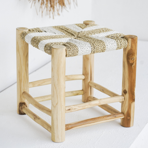 Pakad Leather Stool in Black & White
